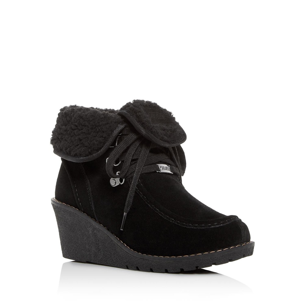 Khombu Womens Sienna Fold Over Waterproof Wedge Booties Size 7M